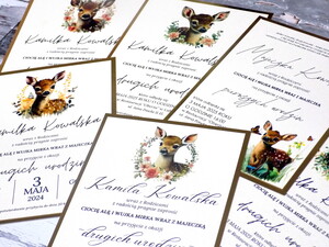 Zaproszenia urodzinowe / zaproszenia na urodziny / roczek / bambi 4