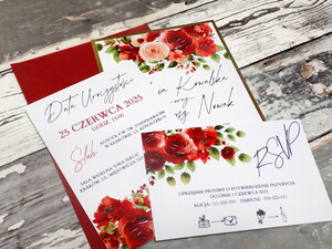Zaproszenia ślubne czerwona róża / zaproszenia z motywem róży