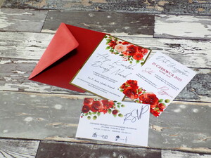 Zaproszenia ślubne czerwona róża / zaproszenia z motywem róży