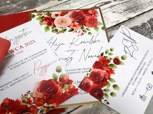 Zaproszenia ślubne czerwona róża / zaproszenia z motywem róży