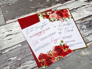 Zaproszenia ślubne czerwona róża / zaproszenia z motywem róży
