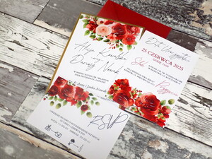 Zaproszenia ślubne czerwona róża / zaproszenia z motywem róży