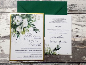 Dwukaratkowe zaproszenia ślubne zielona akwarela AW-Z13