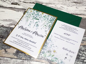 Dwukaratkowe zaproszenia ślubne eukaliptus AW-Z15