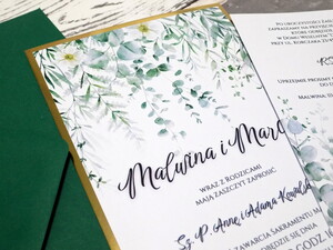 Dwukaratkowe zaproszenia ślubne eukaliptus AW-Z15