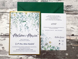 Dwukaratkowe zaproszenia ślubne eukaliptus AW-Z15