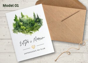 Zaproszenia ślubne - akwarelowy las AW-AL1