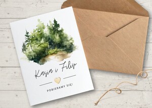 Zaproszenia ślubne - las akwarela AW-L2