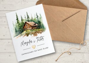 Zaproszenia ślubne - leśna chata AW-AL4
