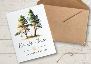 Zaproszenia ślubne - leśne sosny AW-AL8