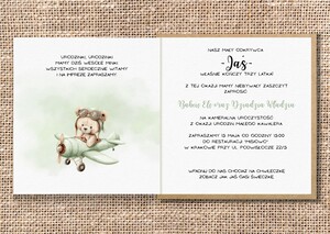 Zaproszenia na roczek / urodziny - Miś Teddy AW-ZU7